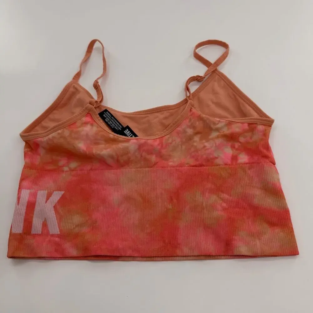 Victoria’s Secret PINK Active Set Orange Tie Dye Seamless Leggings Sports Bra - Picture 10 of 13